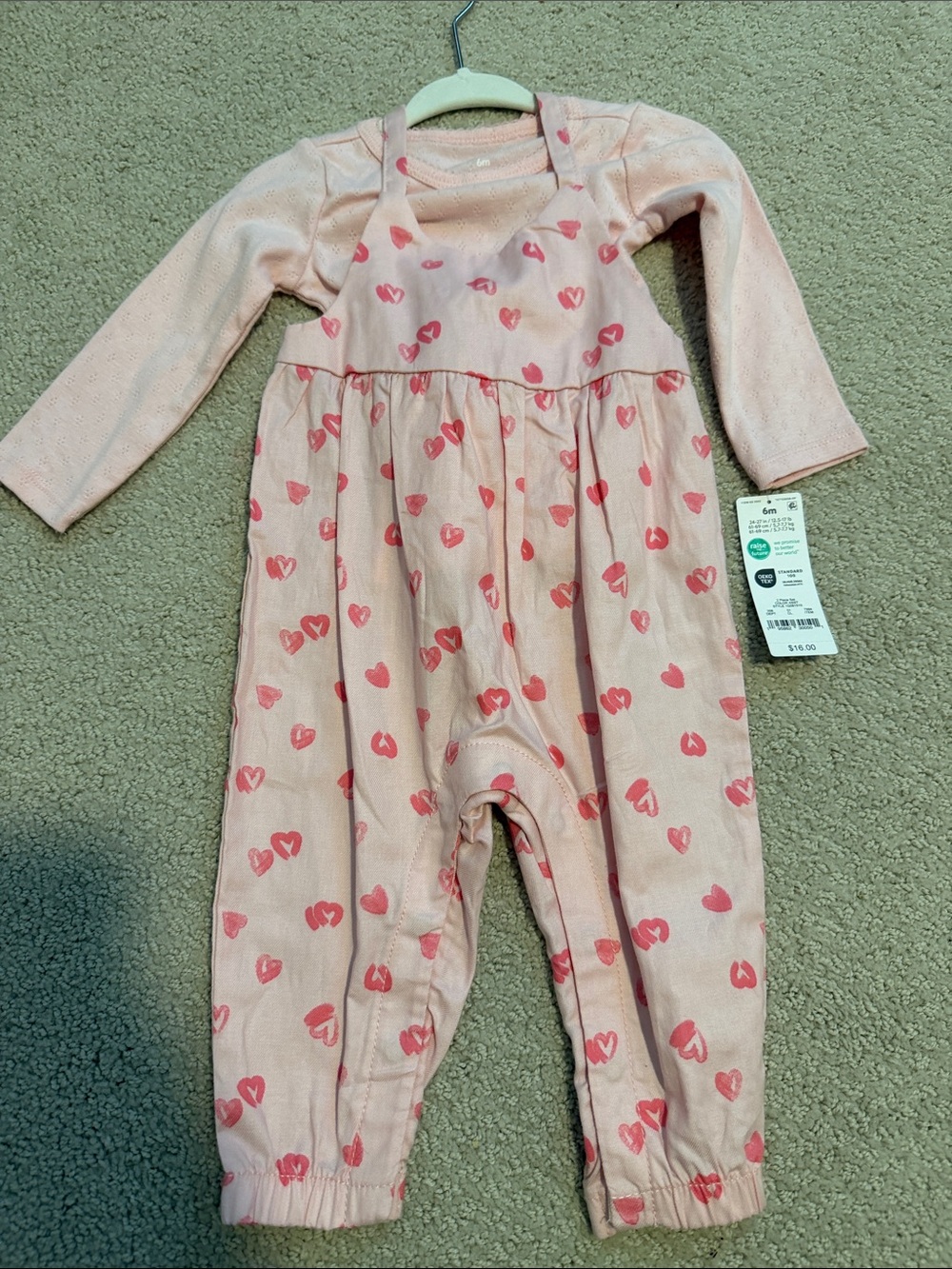 Pink Heart Print Baby Romper